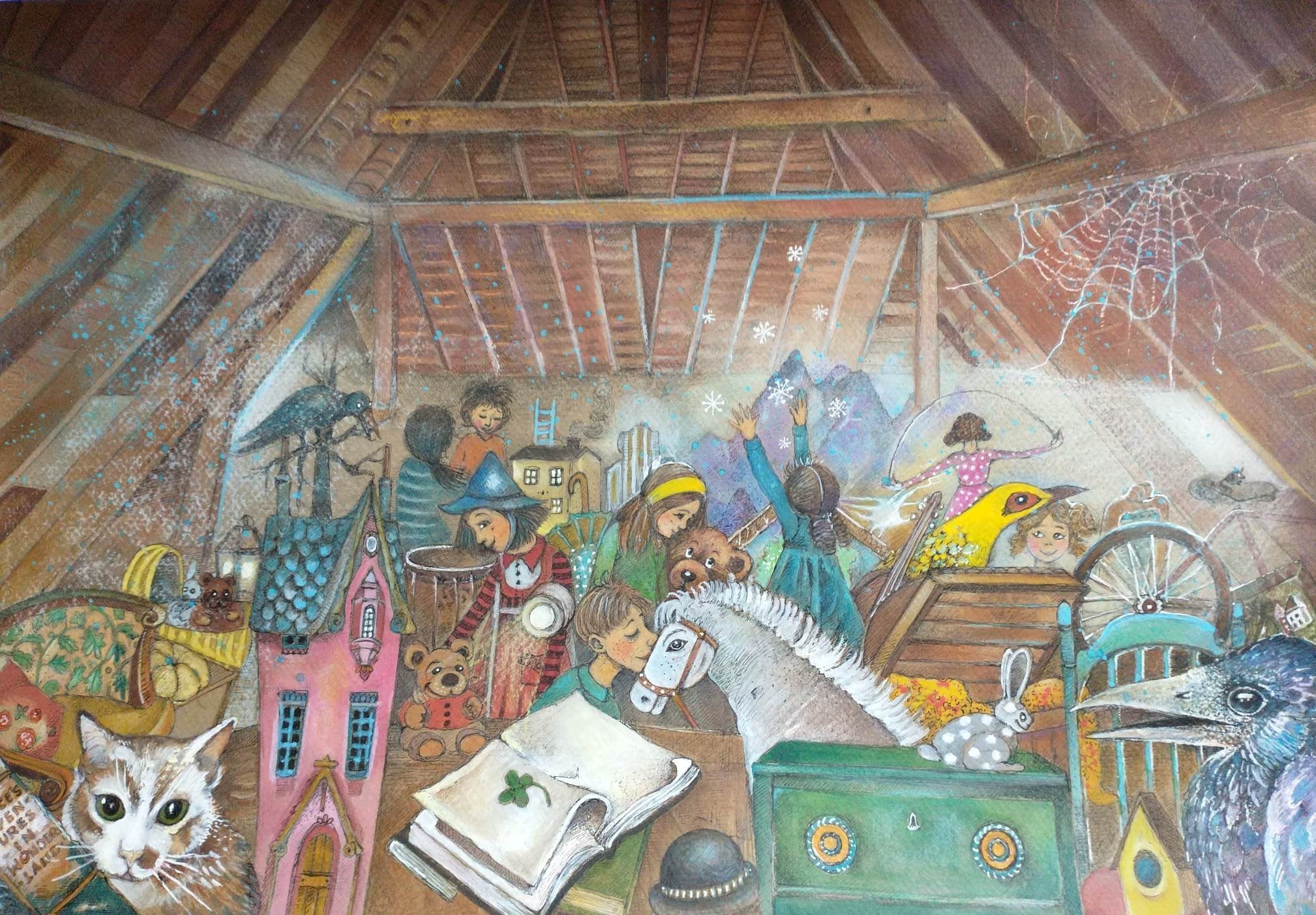 Ilustracja z książki - dzieci w Muzeum Miłości